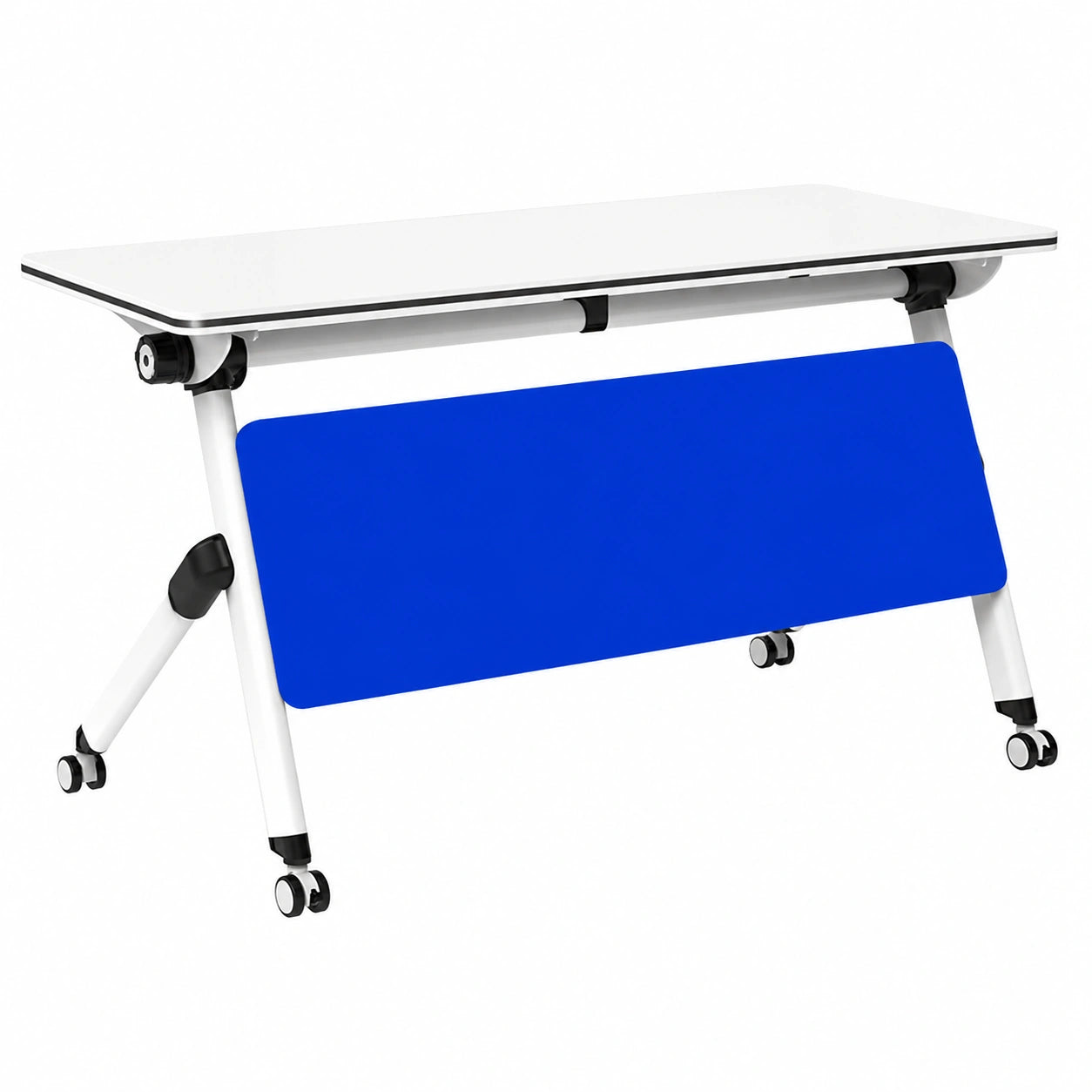 Mobiler Klapptisch mit Rollen, 47x24x30 cm, ideal für Büro und Schulung, blauer Rechteckdesign