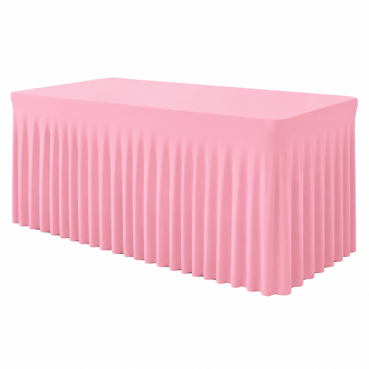 Rosa Stretch-Tischrock für Rechtecktische, Faltenresistentes Design, Ideal für Bankette und Hochzeiten, Größe: 96" x 30"