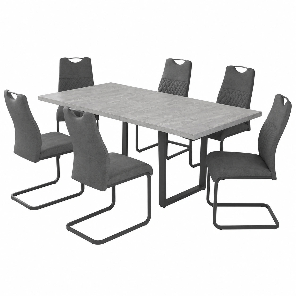 Ausziehbarer Esstisch mit 4-8 Stühlen, Essgruppe aus MDF-Holz für Wohnzimmer und Küche