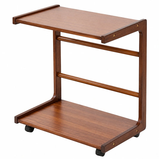 Beistelltisch C-Form mit Rollen – Vielseitiger Laptoptisch für Zuhause & Büro – Höhenverstellbares Holzregal