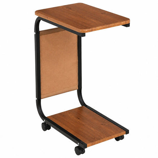 Moderner Rollbarer Beistelltisch mit Laptopablage - Flexibler C-förmiger Tisch für kleine Räume