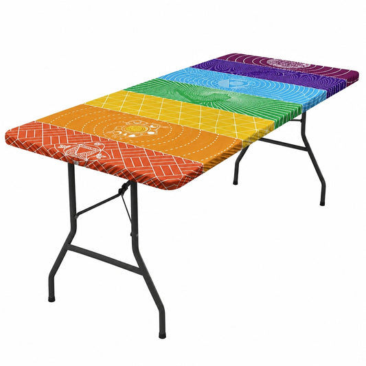 Wasserdichte Camping-Tischdecke für 6-Fuß-Rechtecktische, geometrisches Design