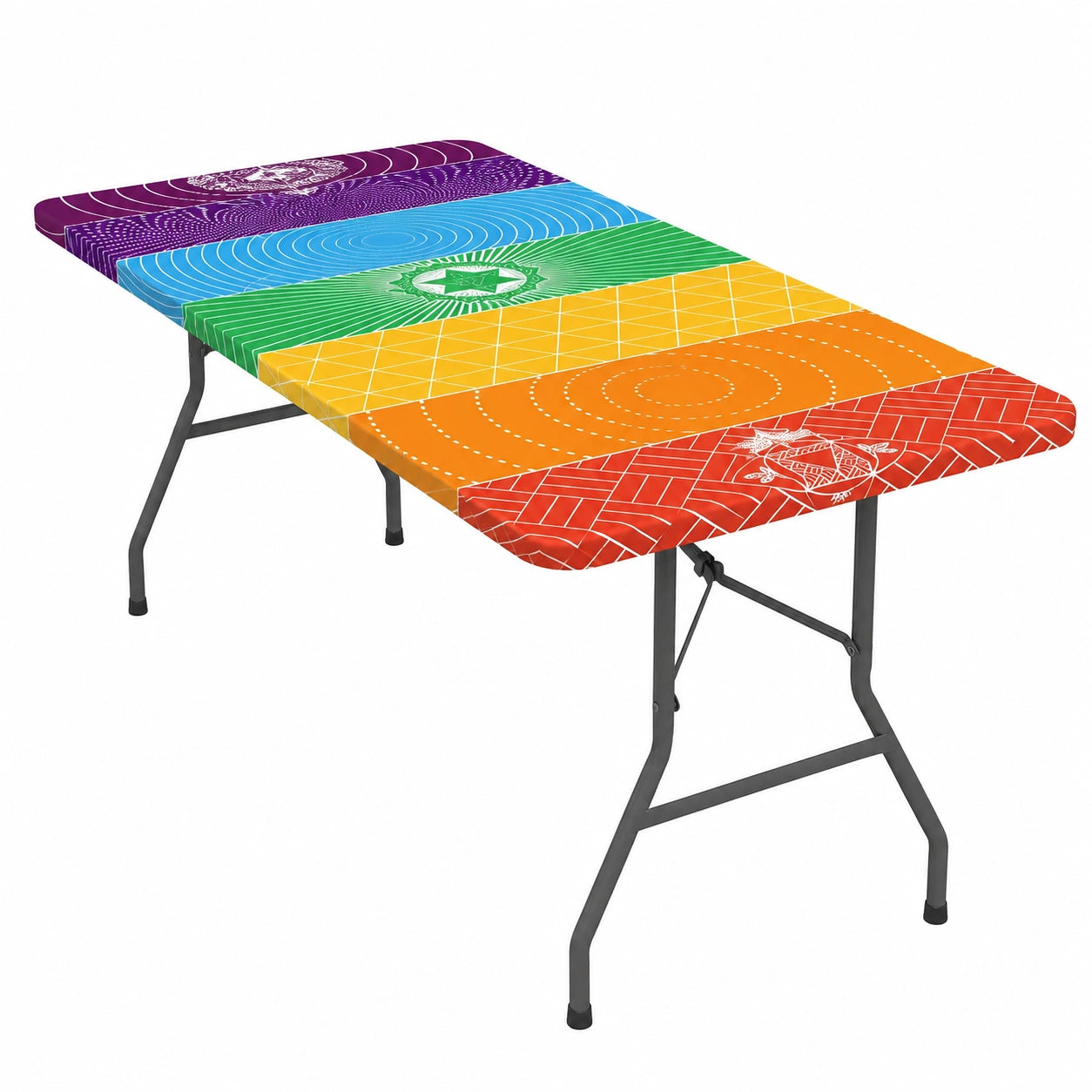 Wasserdichter Picknicktischbezug für 6-Fuß-Campingmöbel, geometrisch elastisch und winddicht