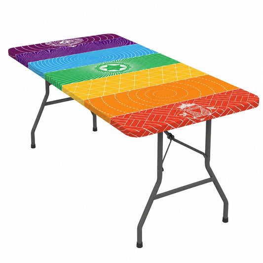 Wasserdichter Picknicktischbezug für 6-Fuß-Campingmöbel, geometrisch elastisch und winddicht