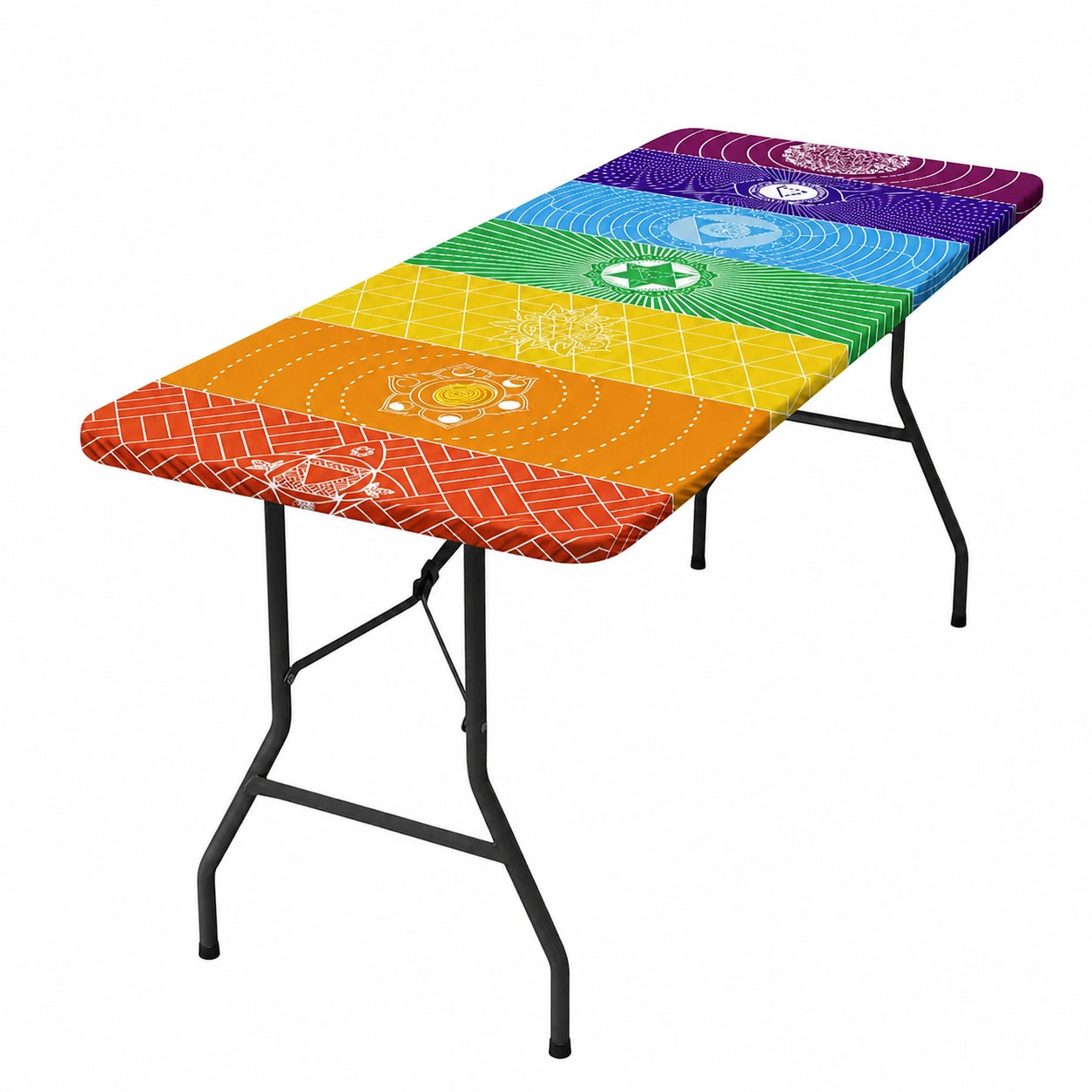 Robuste Picknicktischdecke für Camping und Garten, Wasserdicht & Windfest, Geometrisches Design für 6-Fuß-Rechtecktische