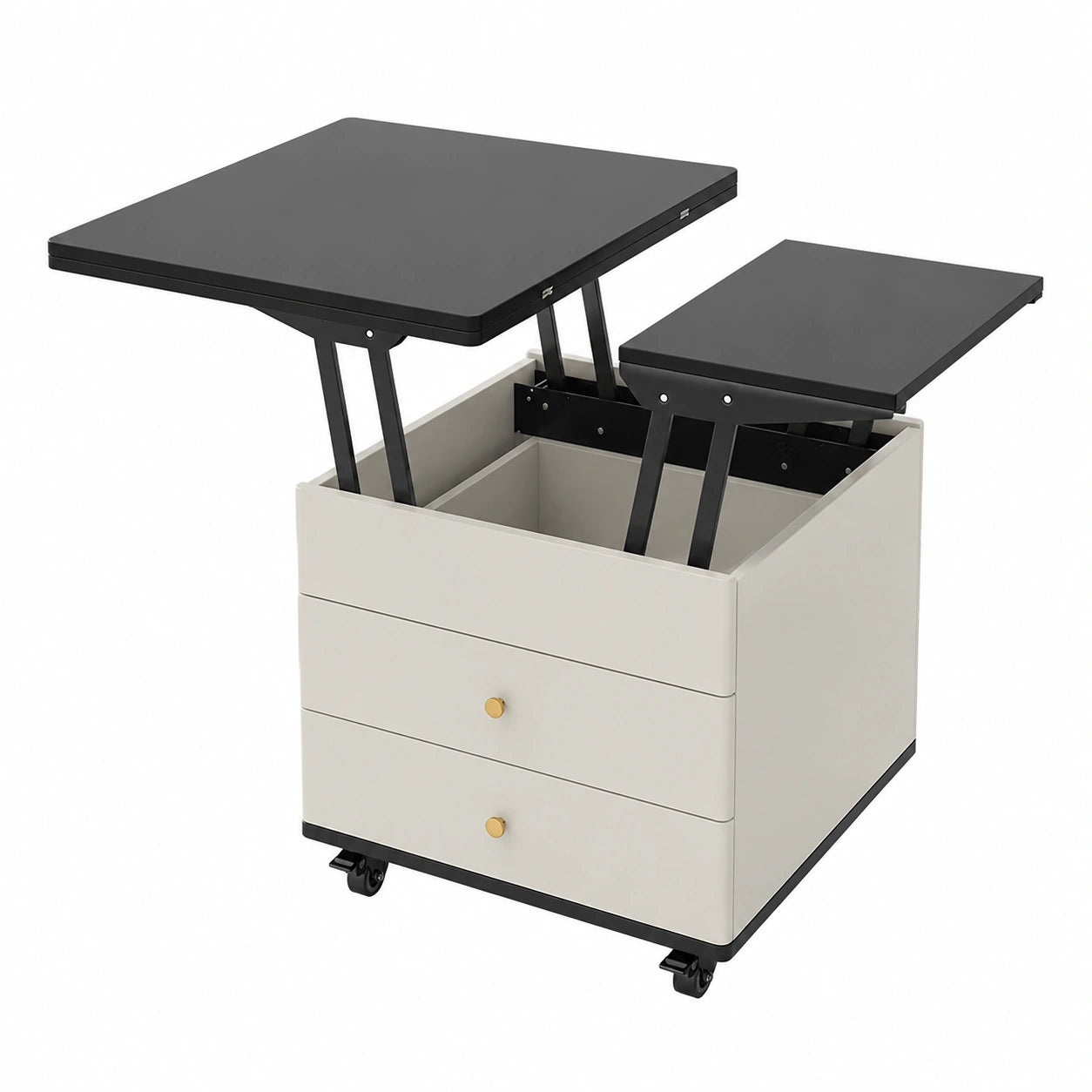 Multifunktionaler Couchtisch mit Hebemechanismus und Stauraum, 3-in-1 Design, 60x60x56 cm