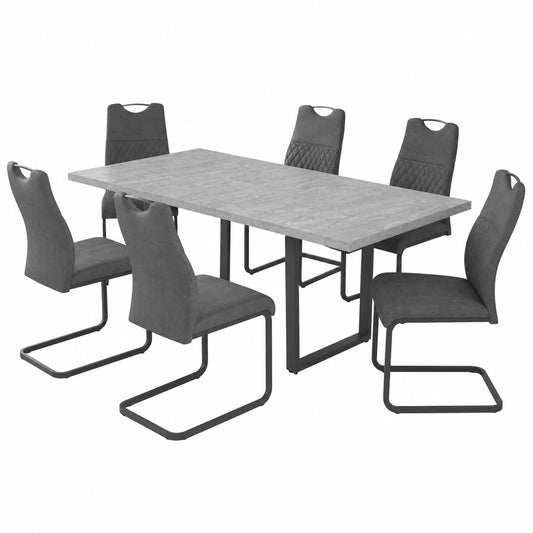 Ausziehbarer Esstisch mit 4-8 Stühlen, Essgruppe aus MDF-Holz für Wohnzimmer und Küche
