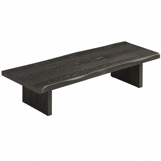 Vintage Tatami Tisch aus schwarzem Holz, japanischer Bodentisch mit unregelmäßiger Kante, multifunktional (120x60x35cm)